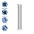 Aver-Growth- Traditional Vertical 1800x290mm 2 Columns White Cast Iron Radiator