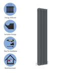Aver-Growth- Traditional Vertical 1800x290mm 3 Columns Anthracite Cast Iron Radiator
