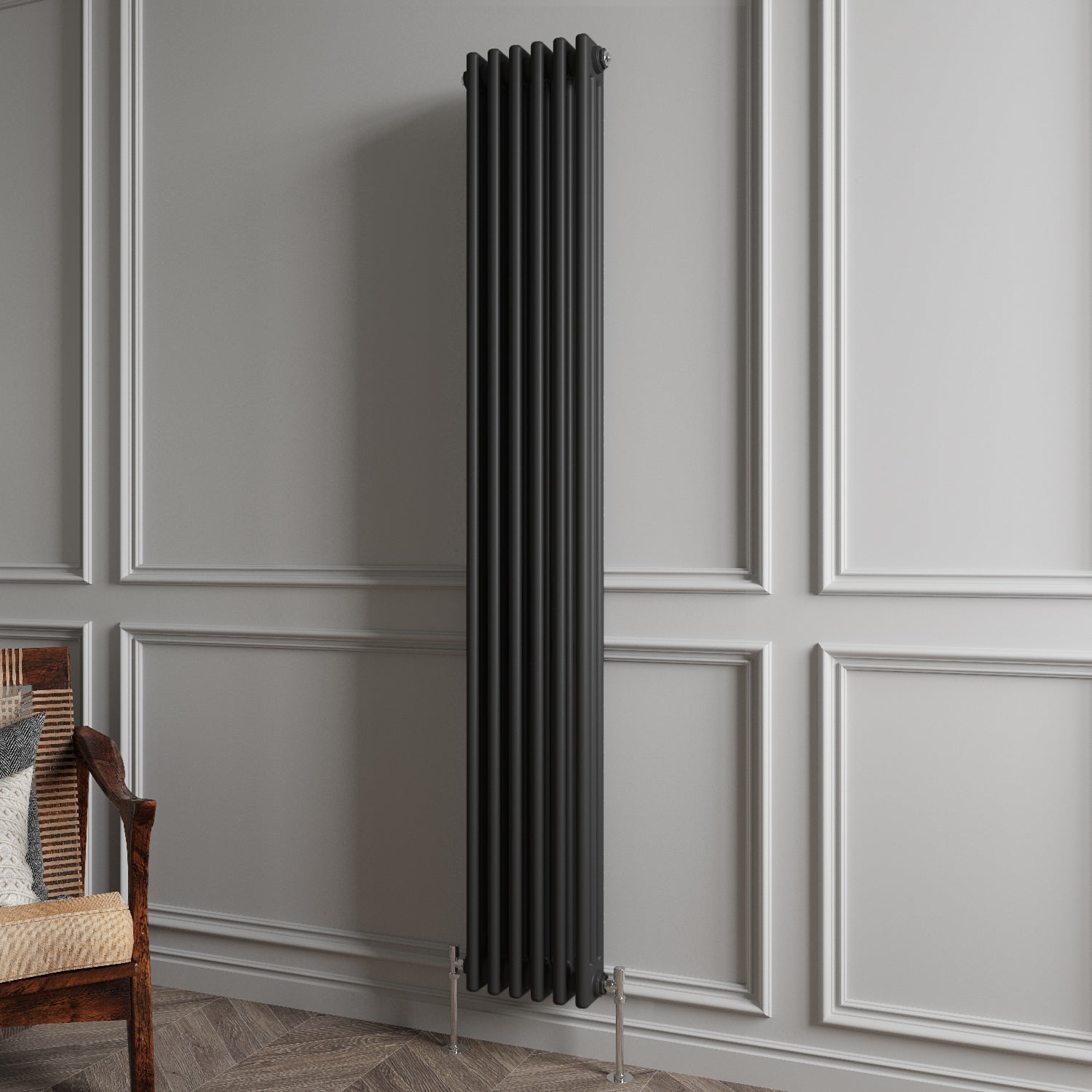 Aver-Growth- Traditional Vertical 1800x290mm 3 Columns Black Cast Iron Radiator
