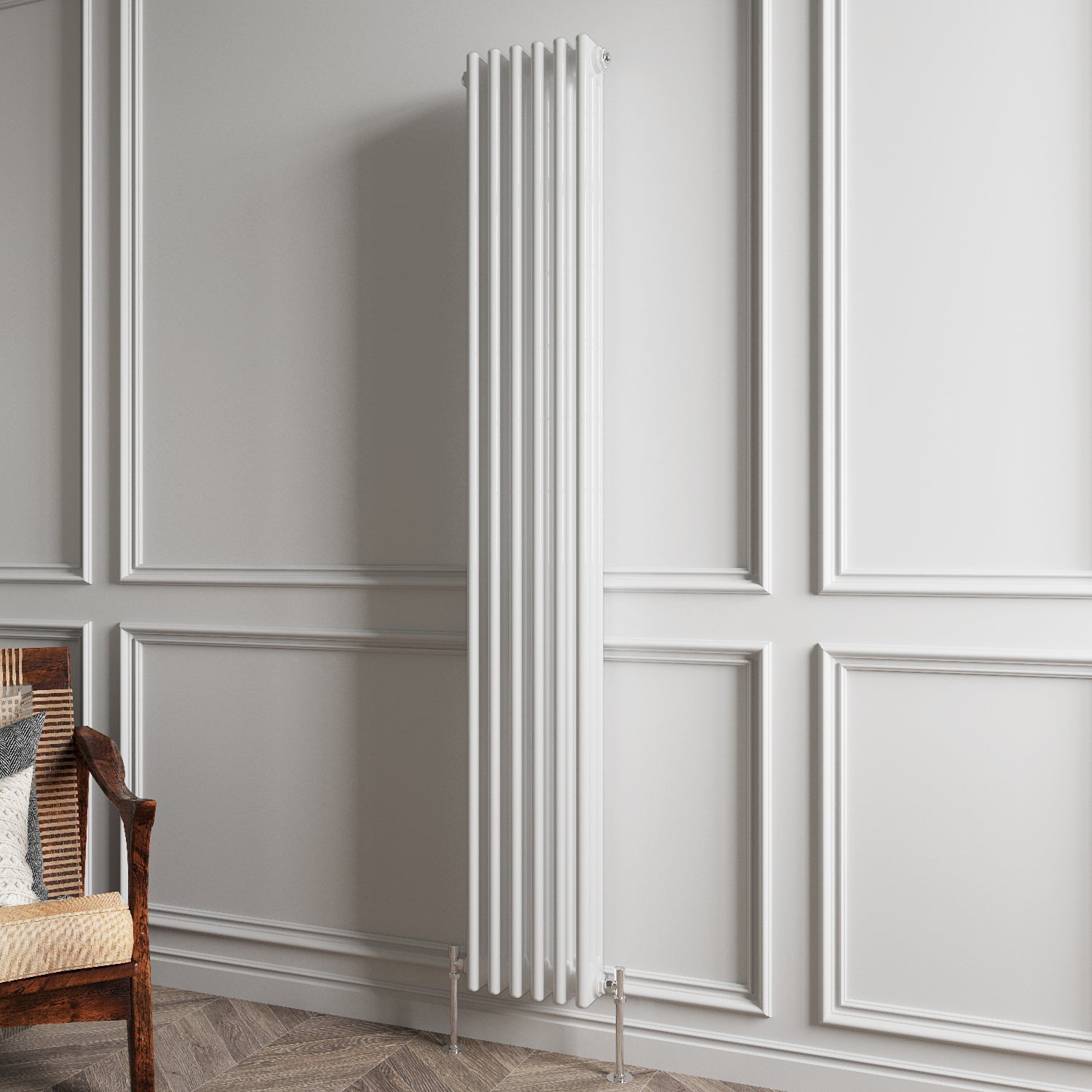Aver-Growth- Traditional Vertical 1800x290mm 3 Columns White Cast Iron Radiator