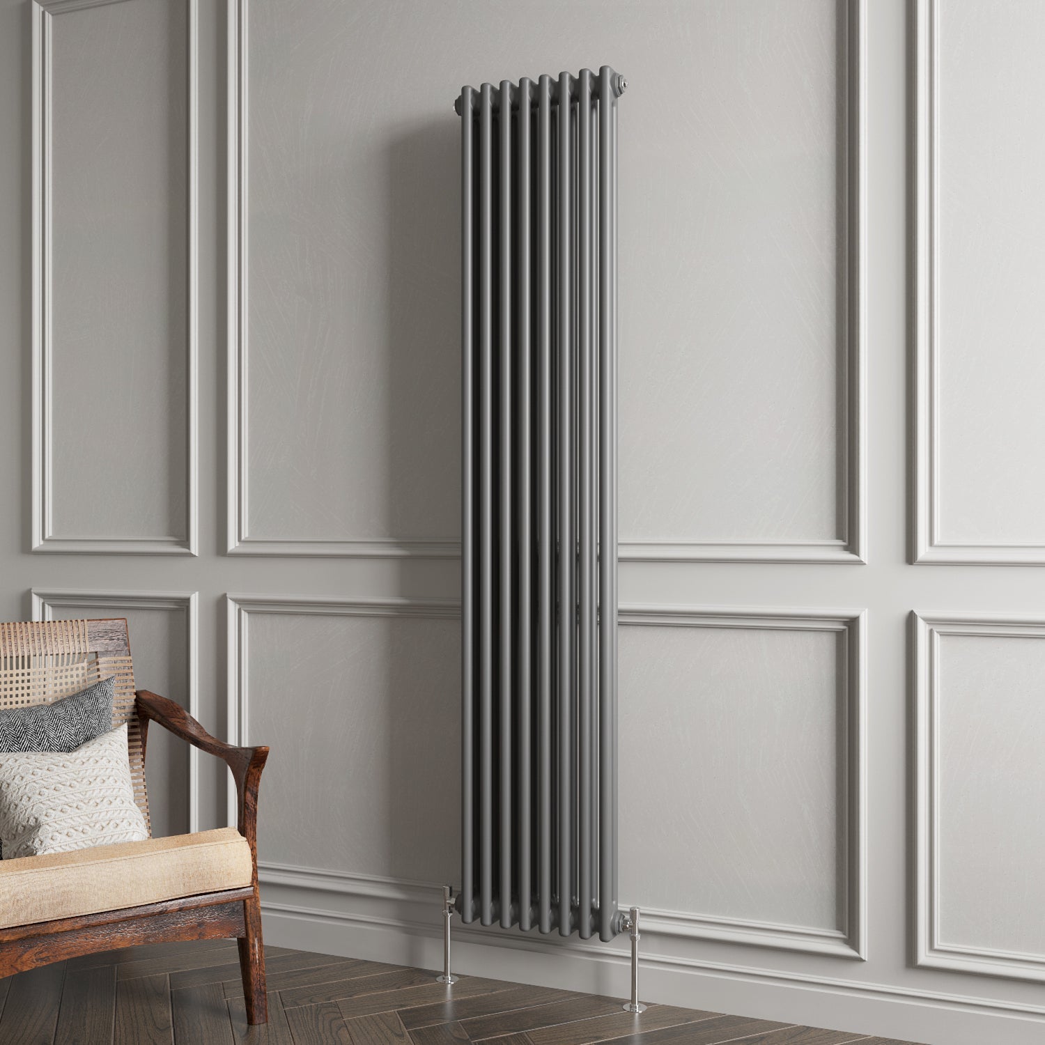Aver-Growth- Traditional Vertical 1800x380mm 2 Columns Anthracite Cast Iron Radiator