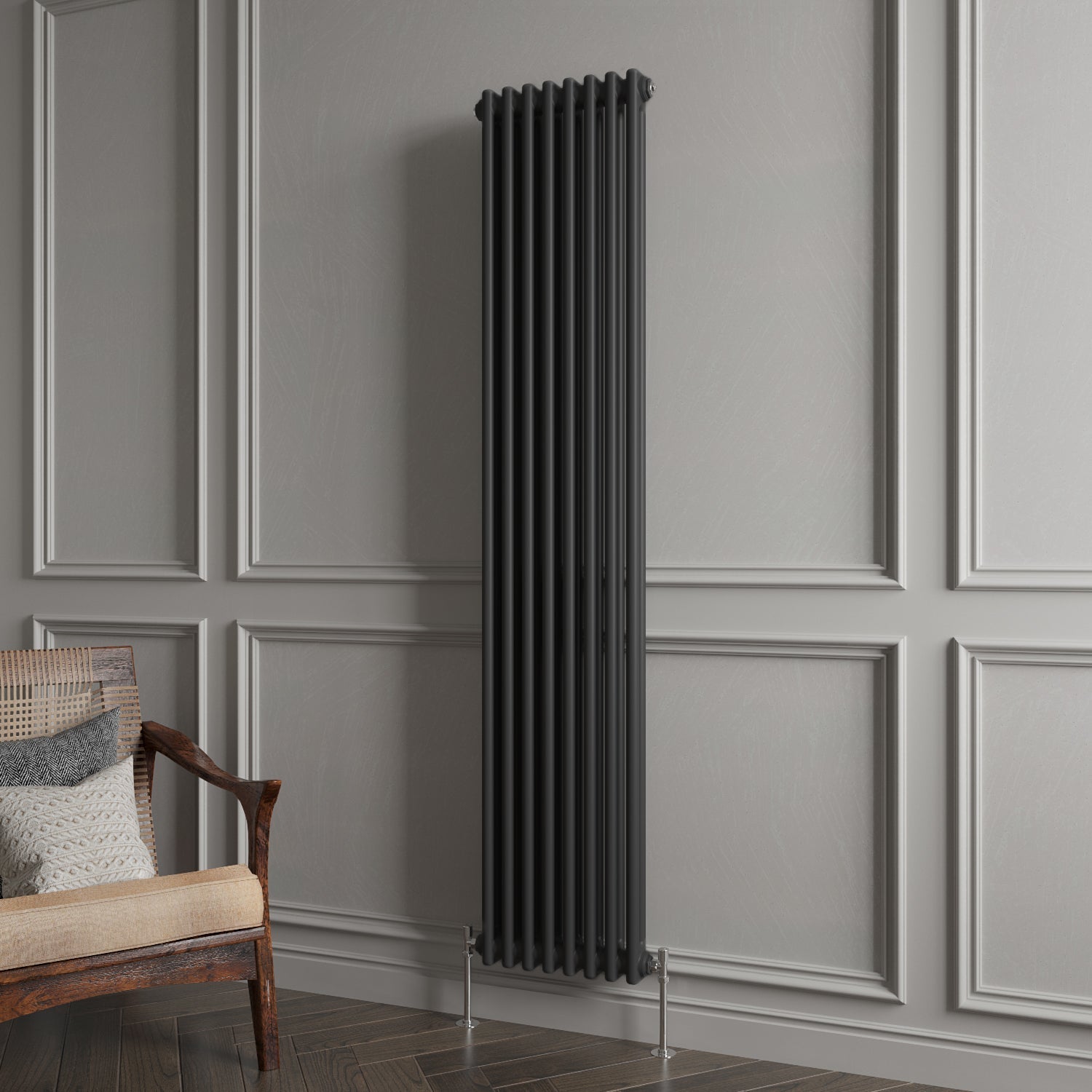 Aver-Growth- Traditional Vertical 1800x380mm 2 Columns Black Cast Iron Radiator