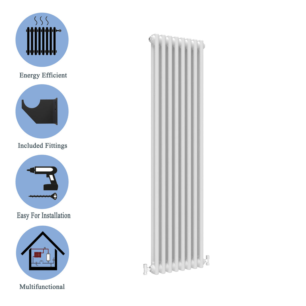 Aver-Growth- Traditional Vertical 1800x380mm 2 Columns White Cast Iron Radiator