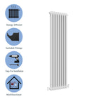 Aver-Growth- Traditional Vertical 1800x380mm 2 Columns White Cast Iron Radiator