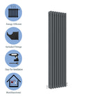 Aver-Growth- Traditional Vertical 1800x380mm 3 Columns Anthracite Cast Iron Radiator