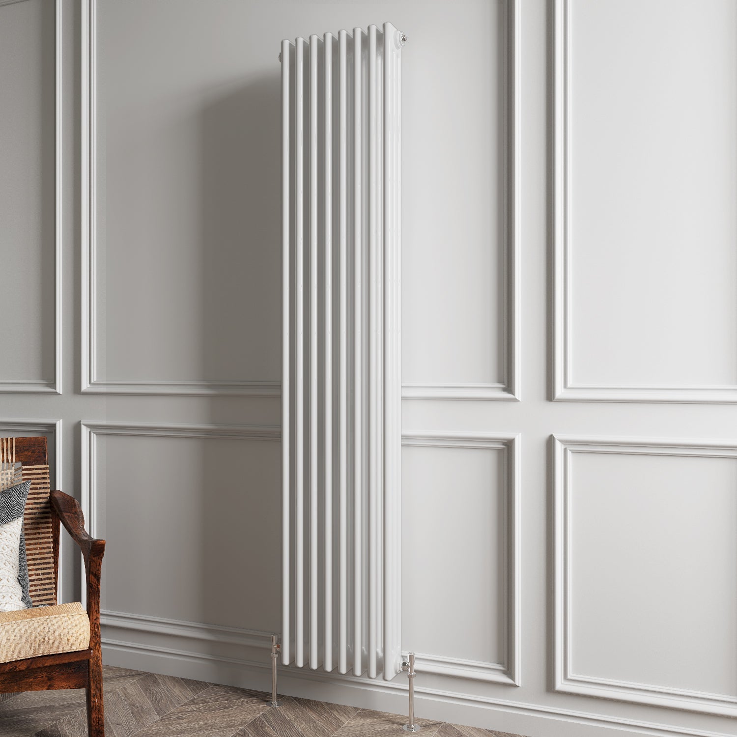 Aver-Growth- Traditional Vertical 1800x380mm 3 Columns White Cast Iron Radiator