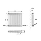Traditional Horizontal 600x605mm 3 Columns Black Cast Iron Radiator dimension
