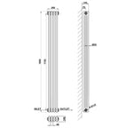 Traditional Vertical 1800x200mm 3 Columns Black Cast Iron Radiator dimension