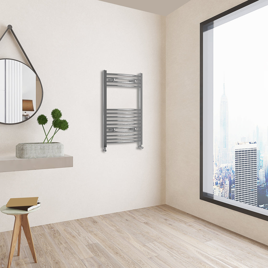 Aver-Growth- 800x500mm Chrome Heated Towel Rail Curved Designer Bathroom Ladder Radiator