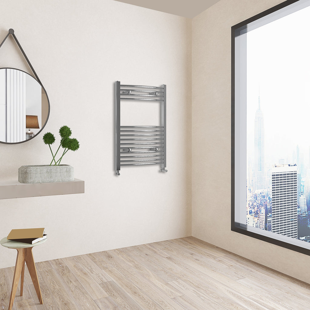 Aver-Growth- 800x600mm Chrome Heated Towel Rail Curved Designer Bathroom Ladder Radiator
