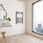Aver-Growth- 800x600mm Chrome Heated Towel Rail Curved Designer Bathroom Ladder Radiator