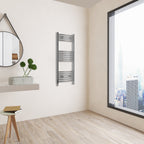 Aver-Growth- 1000x400mm Chrome Heated Towel Rail Curved Designer Bathroom Ladder Radiator
