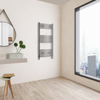 Aver-Growth- 1000x500mm Chrome Heated Towel Rail Curved Designer Bathroom Ladder Radiator