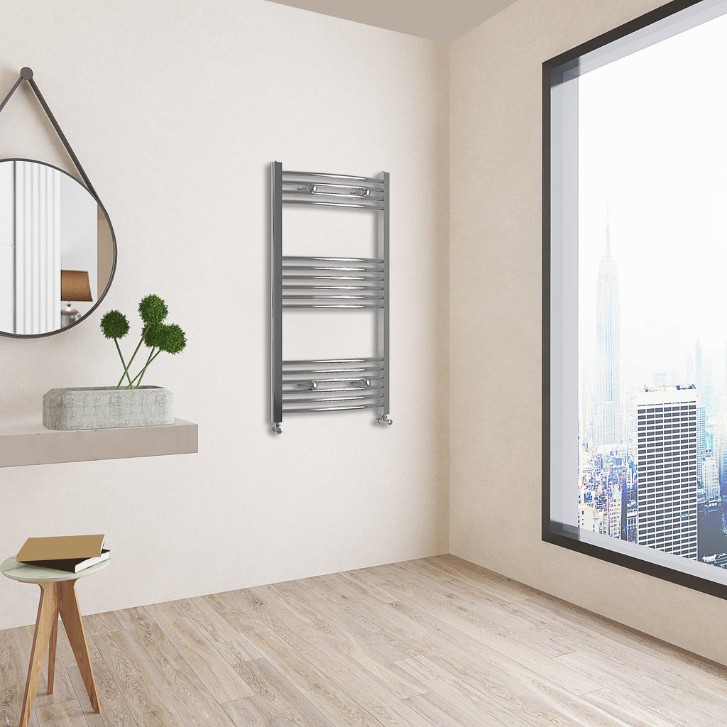 Aver-Growth- 1000x600mm Chrome Heated Towel Rail Curved Designer Bathroom Ladder Radiator