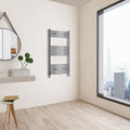 Aver-Growth- 1000x600mm Chrome Heated Towel Rail Curved Designer Bathroom Ladder Radiator