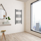 Aver-Growth- 1000x600mm Chrome Heated Towel Rail Curved Designer Bathroom Ladder Radiator