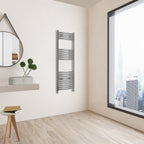 Aver-Growth- 1200x400mm Chrome Heated Towel Rail Curved Designer Bathroom Ladder Radiator