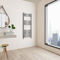 Aver-Growth- 1200x500mm Chrome Heated Towel Rail Curved Designer Bathroom Ladder Radiator