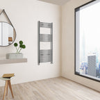 Aver-Growth- 1200x500mm Chrome Heated Towel Rail Curved Designer Bathroom Ladder Radiator