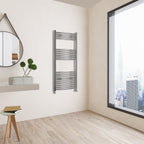 Aver-Growth- 1200x600mm Chrome Heated Towel Rail Curved Designer Bathroom Ladder Radiator