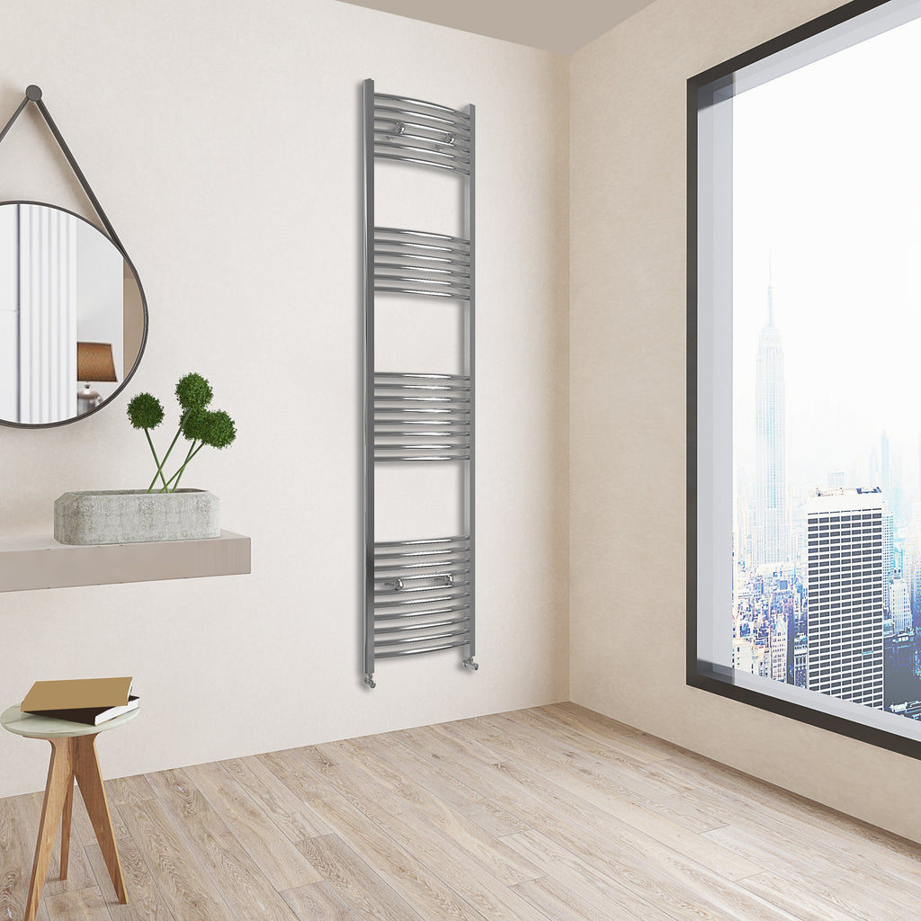 Aver-Growth- 1800x400mm Chrome Heated Towel Rail Curved Designer Bathroom Ladder Radiator