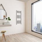 Aver-Growth- 1000x450mm Chrome Heated Towel Rail Straight Designer Bathroom Ladder Radiator