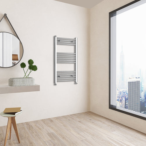 Aver-Growth- 1000x600mm Chrome Heated Towel Rail Straight Designer Bathroom Ladder Radiator