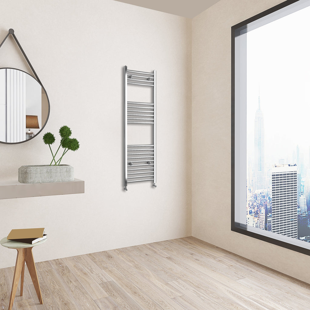 Aver-Growth- 1200x400mm Chrome Heated Towel Rail Straight Designer Bathroom Ladder Radiator