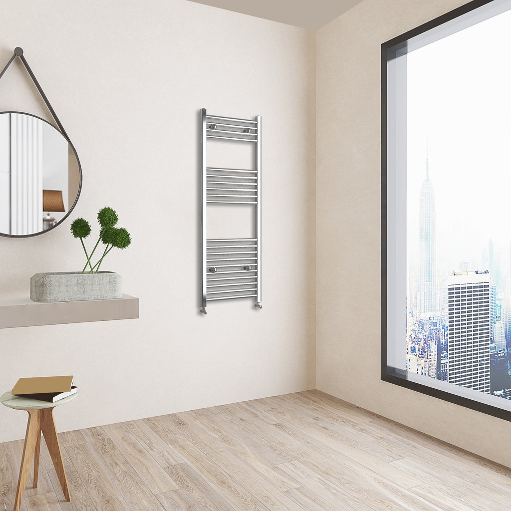 Aver-Growth- 1200x450mm Chrome Heated Towel Rail Straight Designer Bathroom Ladder Radiator