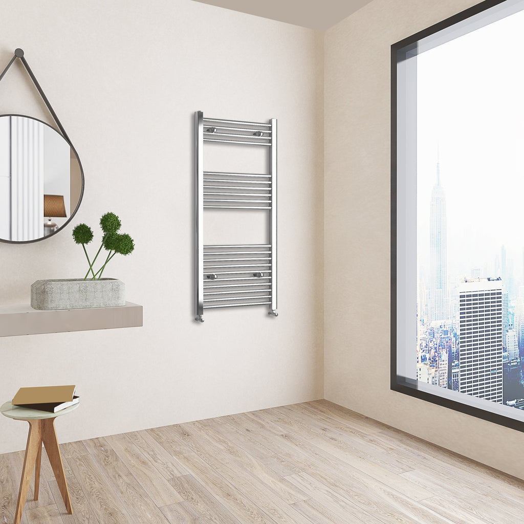 Aver-Growth- 1200x600mm Chrome Heated Towel Rail Straight Designer Bathroom Ladder Radiator
