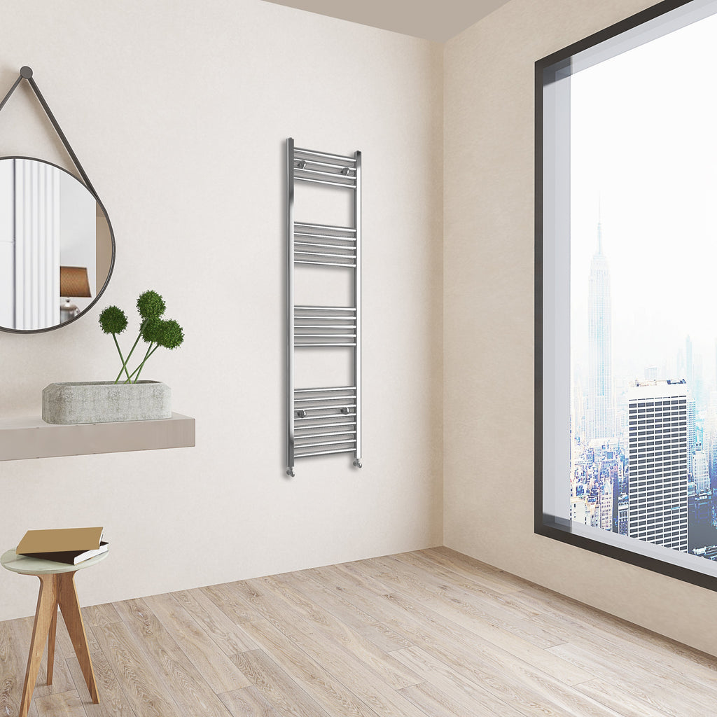 Aver-Growth- 1400x400mm Chrome Heated Towel Rail Straight Designer Bathroom Ladder Radiator