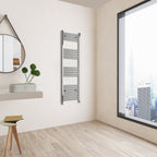 Aver-Growth- 1400x450mm Chrome Heated Towel Rail Straight Designer Bathroom Ladder Radiator