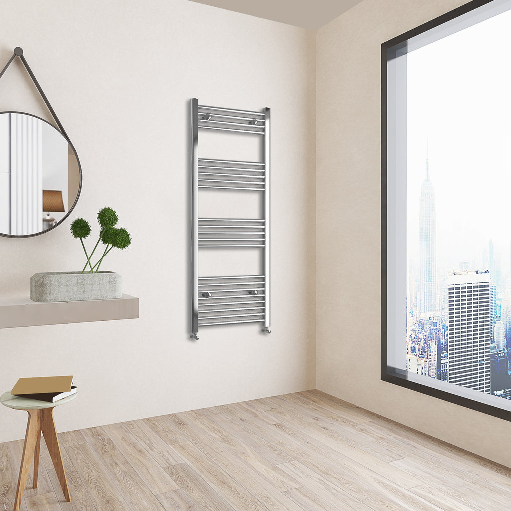 Aver-Growth- 1400x600mm Chrome Heated Towel Rail Straight Designer Bathroom Ladder Radiator