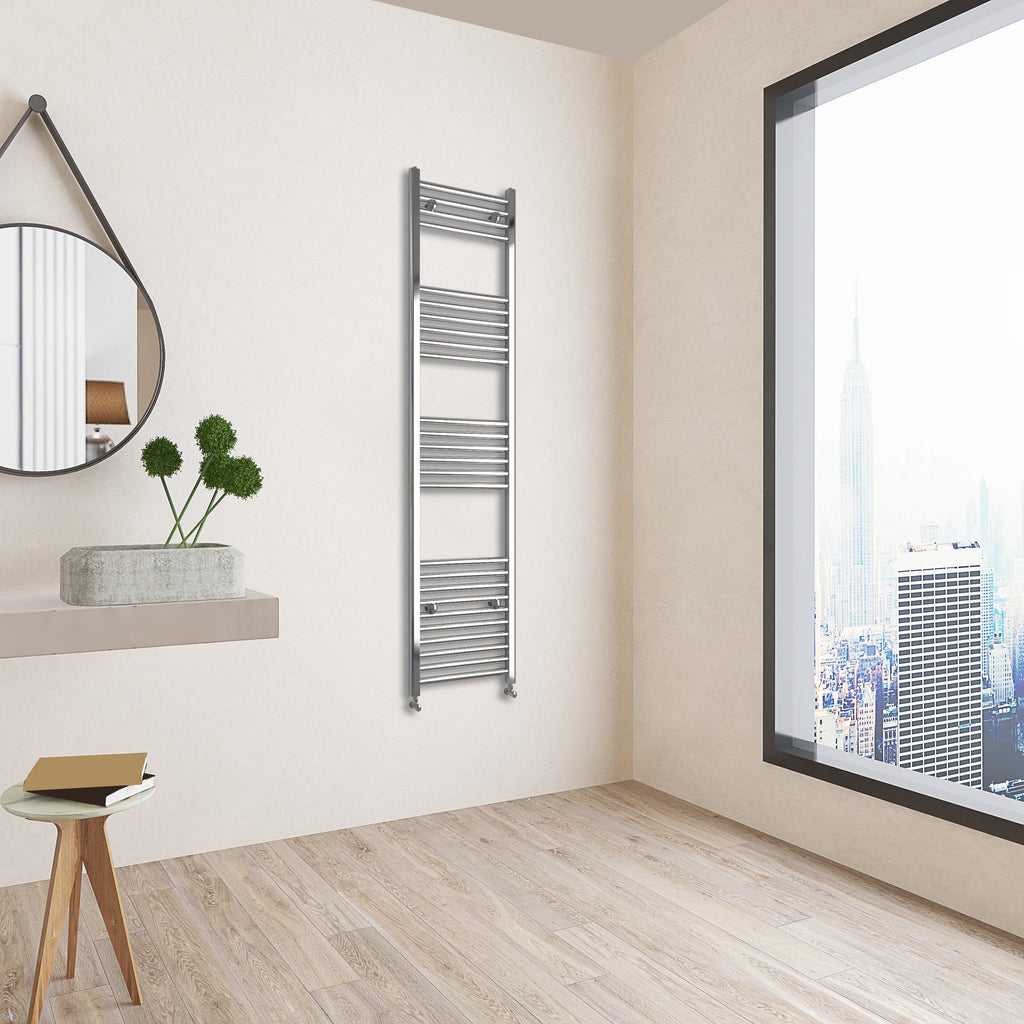 Aver-Growth- 1600x400mm Chrome Heated Towel Rail Straight Designer Bathroom Ladder Radiator