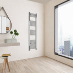 Aver-Growth- 1600x400mm Chrome Heated Towel Rail Straight Designer Bathroom Ladder Radiator