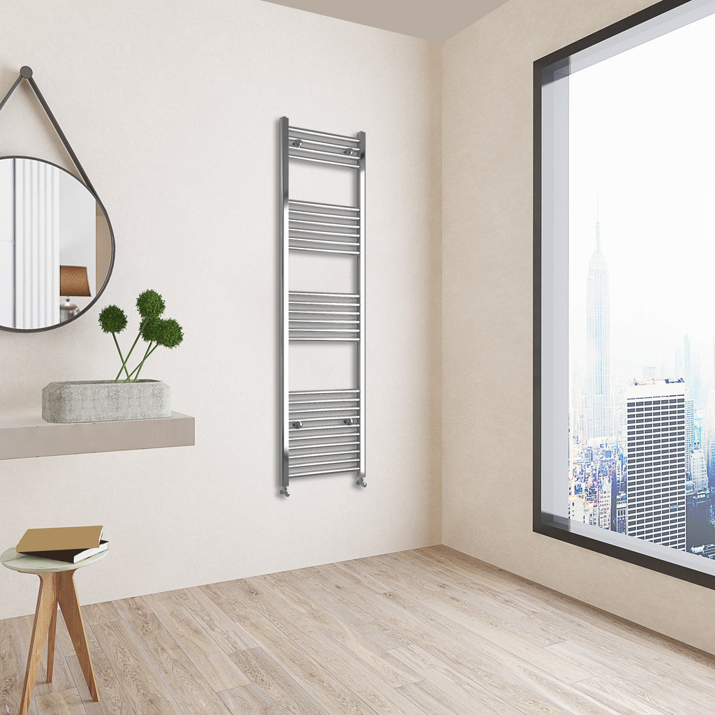 Aver-Growth- 1600x450mm Chrome Heated Towel Rail Straight Designer Bathroom Ladder Radiator