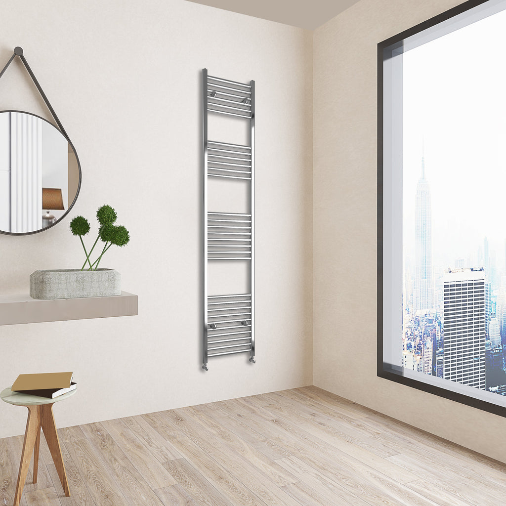 Aver-Growth- 1800x400mm Chrome Heated Towel Rail Straight Designer Bathroom Ladder Radiator
