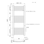 1000x400mm Chrome Heated Towel Rail Curved Bathroom Radiator Dimension