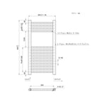 800x400mm Black Heated Towel Rail Straight Bathroom Radiator Dimension