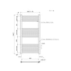 1000x500mm Black Heated Towel Rail Straight Bathroom Radiator Dimension