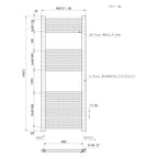 1200x450mm Black Heated Towel Rail Straight Bathroom Radiator Dimension
