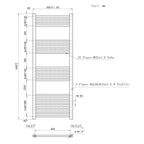 1400x500mm Black Heated Towel Rail Straight Bathroom Radiator Dimension