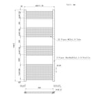 1400x600mm Black Heated Towel Rail Straight Bathroom Radiator Dimension