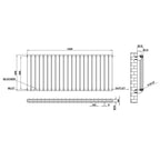 600x1428mm black double flat panel radiator dimension