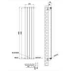 1600x272mm Single Anthracite Flat Panel Radiator Dimension