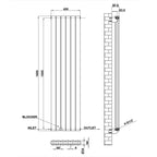 1600x408mm Double Anthracite Flat Panel Radiator Dimension