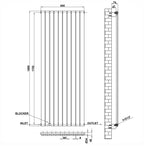 1800x680mm Single White Flat Panel Radiator Dimension