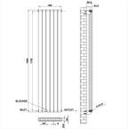 1800x408mm Double White Flat Panel Radiator Dimension