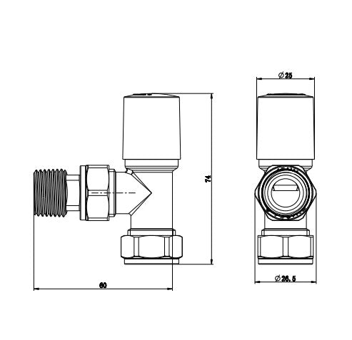 Aver-Growth- Maual Anthracite Radiator 15mm x 1/2 Angled Valves