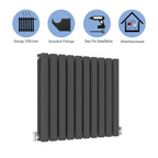 Aver-Growth- Designer Horizontal 600x590mm Double Anthracite Oval Column Radiator